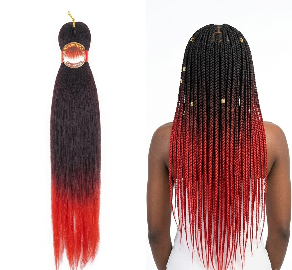 X-Pression Pre-Stretched Ultra Braid 26” – T1B/Red (3X Pack)