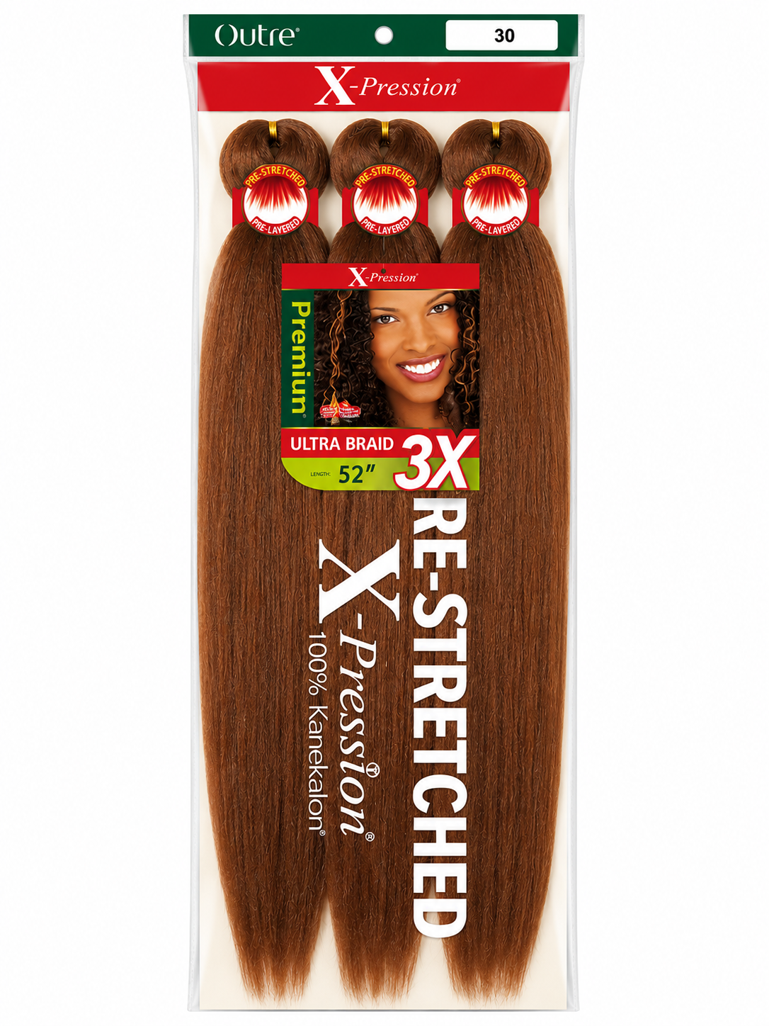 X-Pression Pre-Stretched Ultra Braid 52” – Color 30 (3X Pack)