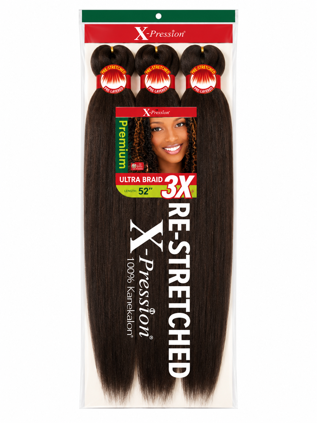 X-Pression Pre-Stretched Ultra Braid 52” – Color 4 (3X Pack)