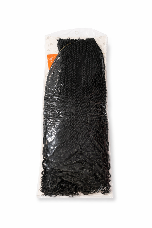 Pre-Twisted Crochet Braids with Curly Ends – Natural Black