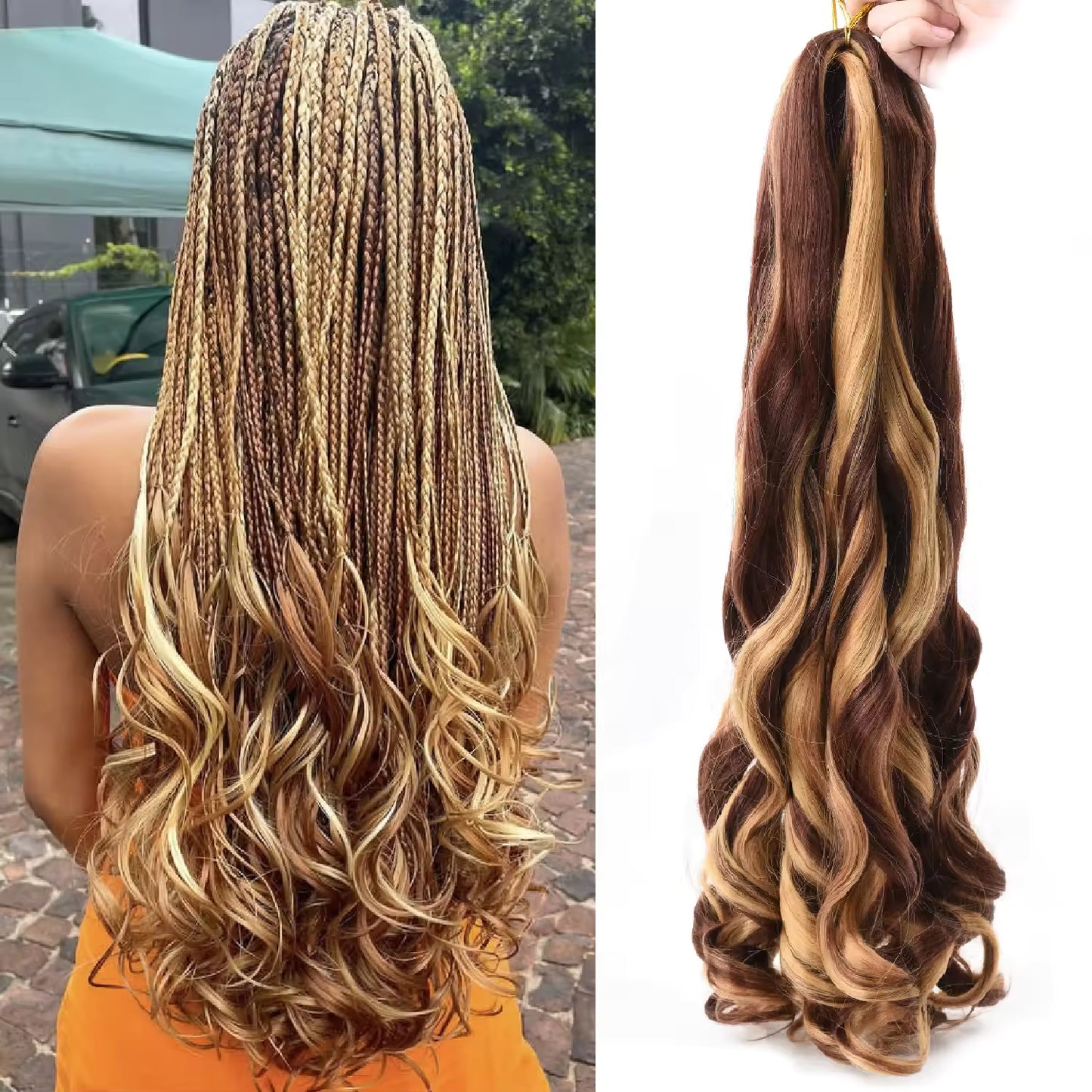 8 Packs 24 Inches Spiral French Curl Braiding Hair – Curly Tips | Tangle-Free