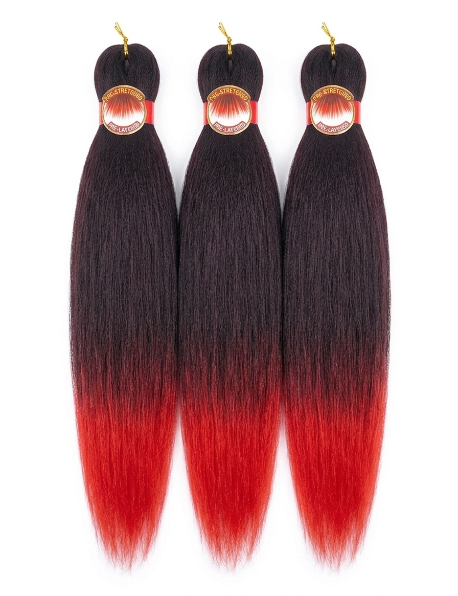 X-Pression Pre-Stretched Ultra Braid 26” – T1B/Red (3X Pack)