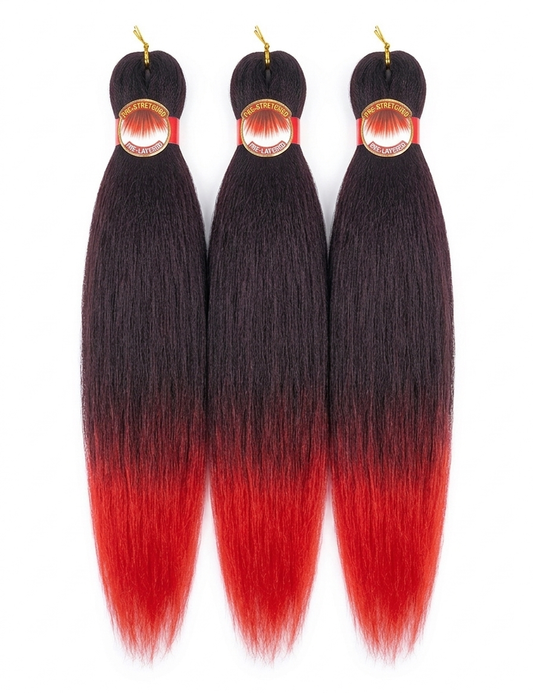 X-Pression Pre-Stretched Ultra Braid 26” – T1B/Red (3X Pack)