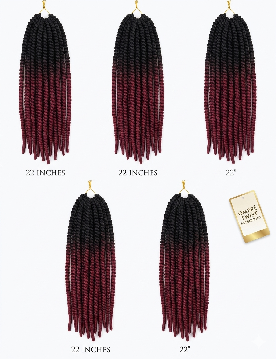 5Packs Crochet Hair Twists 22 Inches (Color: 1B/Bug#) – Pre-Twisted Braiding Hair Extensions for Crochet Hairstyles