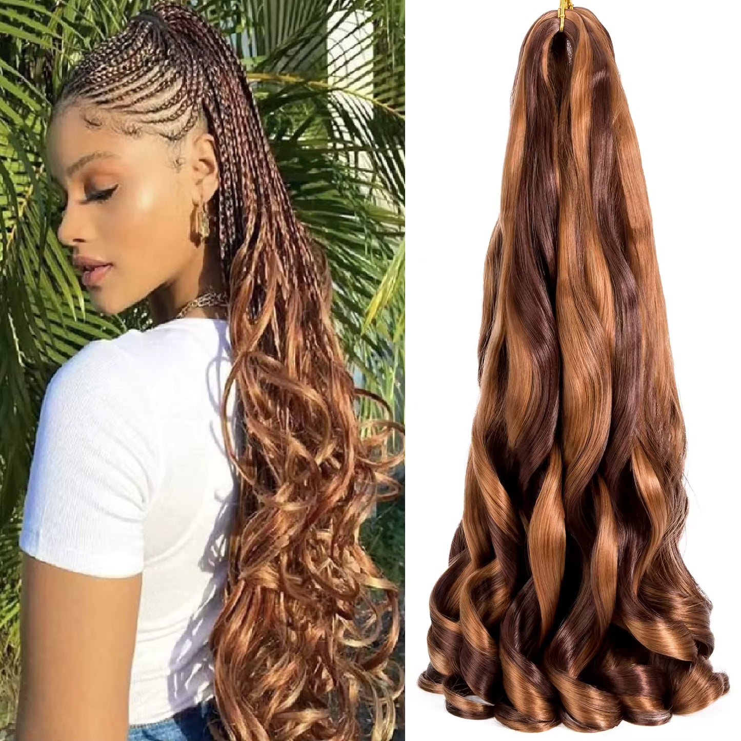 8 Packs 24 Inches Spiral French Curl Braiding Hair – Curly Tips | Tangle-Free