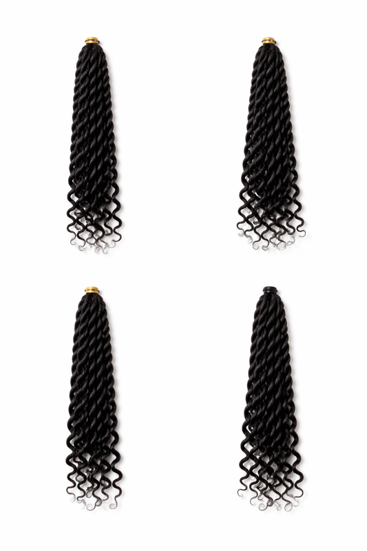 Pre-Twisted Crochet Braids with Curly Ends – Natural Black