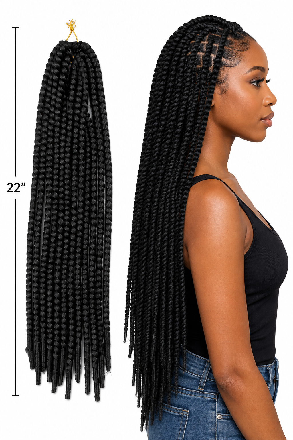 5Packs Crochet Hair Twists 22 Inches 1B – Pre-Twisted Braiding Hair Extensions for Crochet Hairstyles