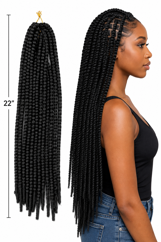 5Packs Crochet Hair Twists 22 Inches 1B – Pre-Twisted Braiding Hair Extensions for Crochet Hairstyles
