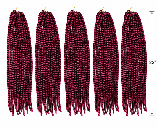 5Packs Crochet Hair Twists 22 Inches (Color: Bug#) – Pre-Twisted Braiding Hair Extensions for Crochet Hairstyles