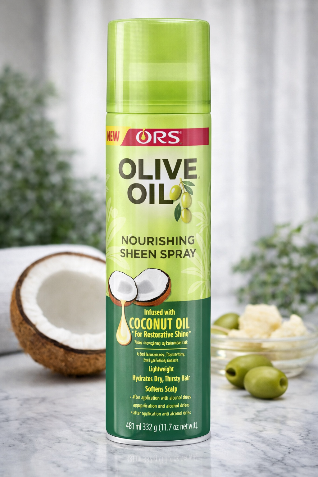 ORS Olive Oil Nourishing Sheen Spray – Infused with Coconut Oil