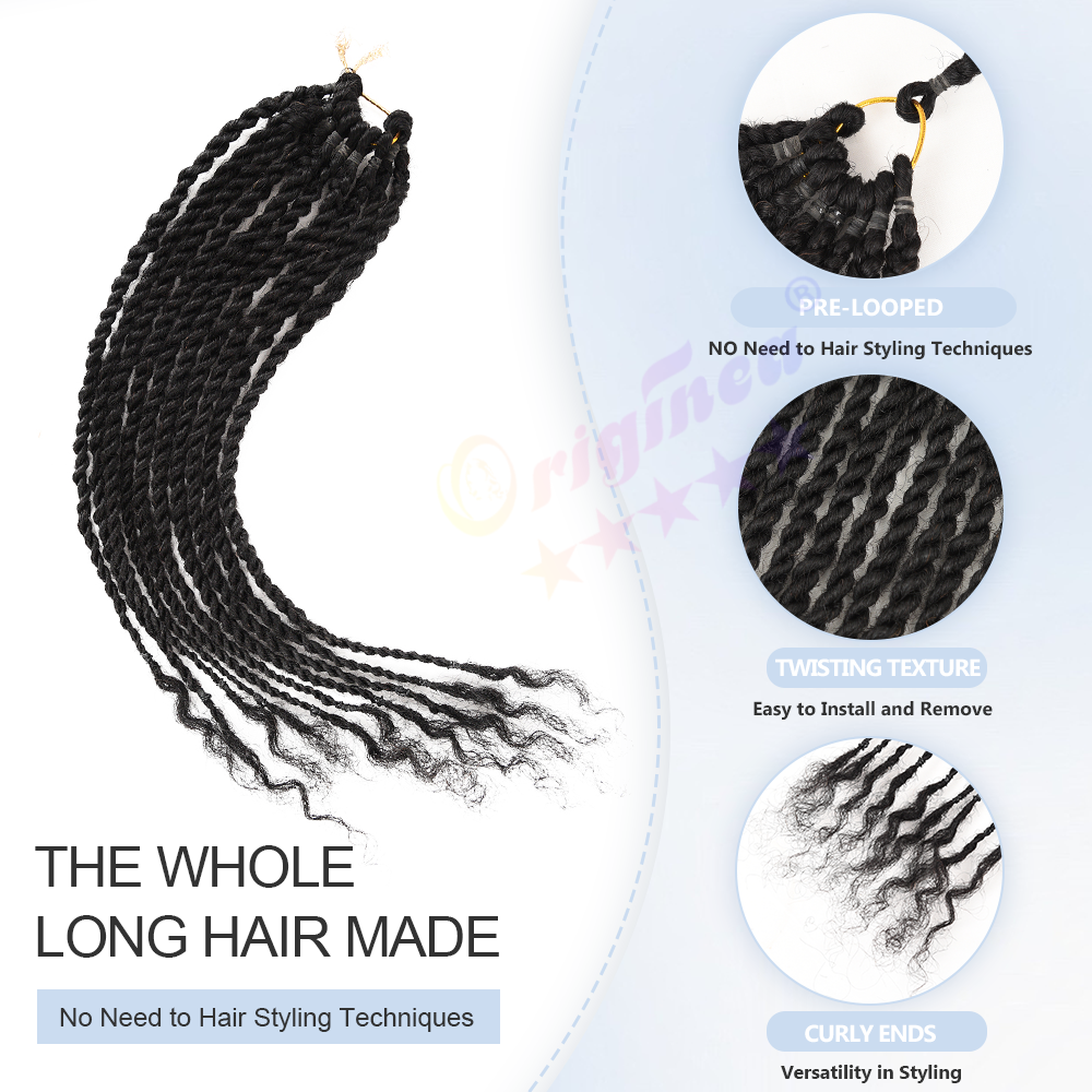 Vietnamese Remy Hair Pre-Looped Mini Twist Extensions 16 Inches Natural Black Crochet Twist Hair Machine Double Weft Human Hair – 10 Strands Per Pack