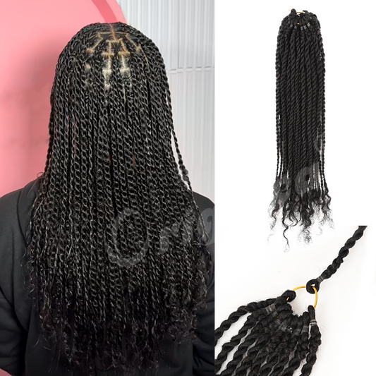 Vietnamese Remy Hair Pre-Looped Mini Twist Extensions 16 Inches Natural Black Crochet Twist Hair Machine Double Weft Human Hair – 10 Strands Per Pack