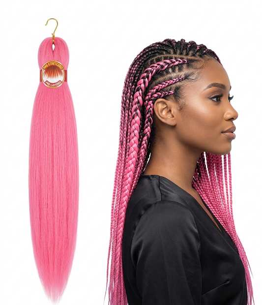 X-Pression Pre-Stretched Ultra Braid 52” – Pink (3X Pack)