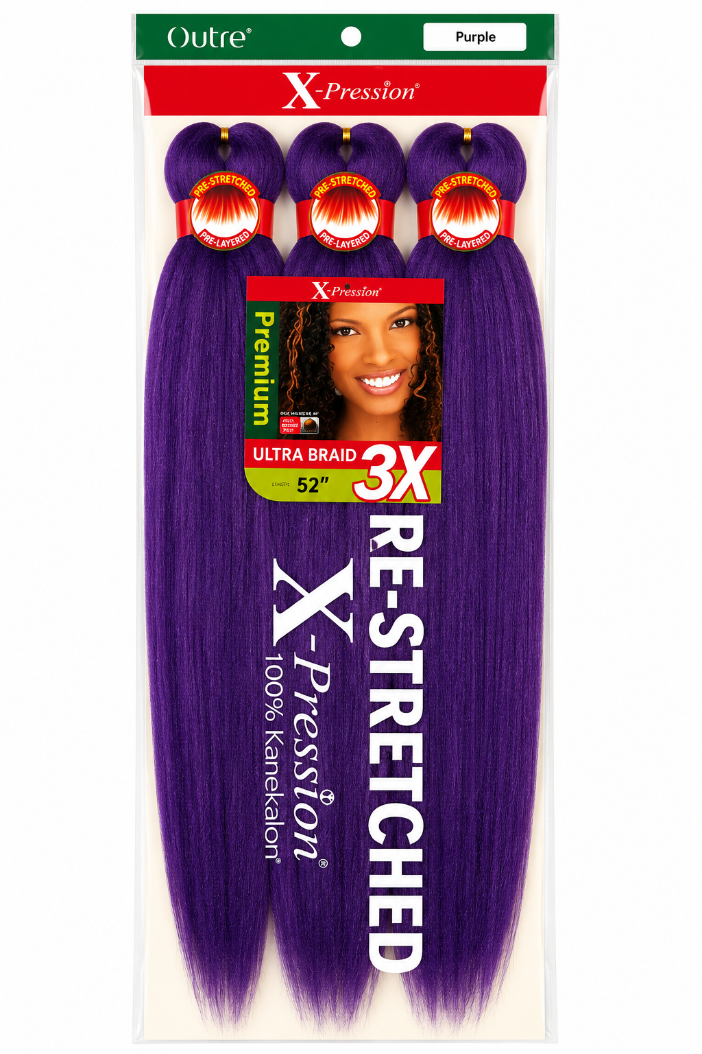 X-Pression Pre-Stretched Ultra Braid 52” – Purple (3X Pack)