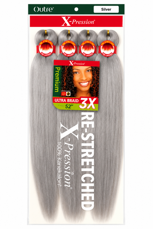 X-Pression Pre-Stretched Ultra Braid 52” – Silver (3X Pack)