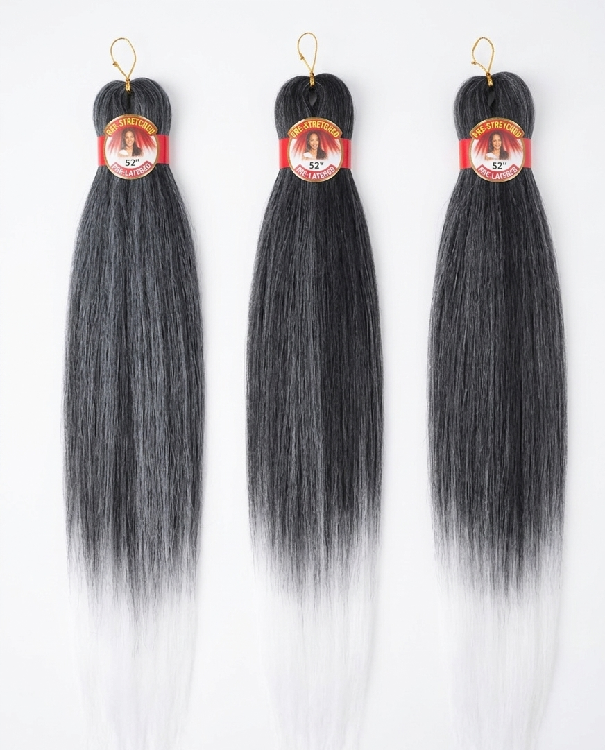 X-Pression Pre-Stretched Ultra Braid 52” – T1B/Silver (3X Pack)