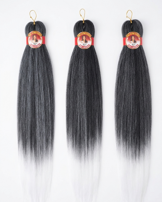 X-Pression Pre-Stretched Ultra Braid 52” – T1B/Silver (3X Pack)